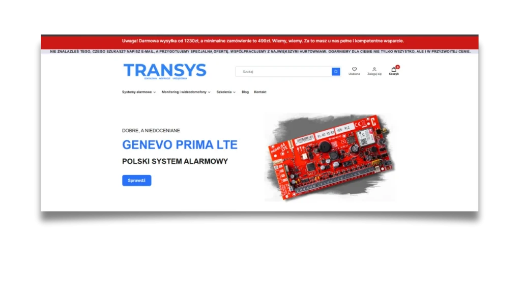 slep z urządzeniami do systemów alarmowych i monitoringu transys