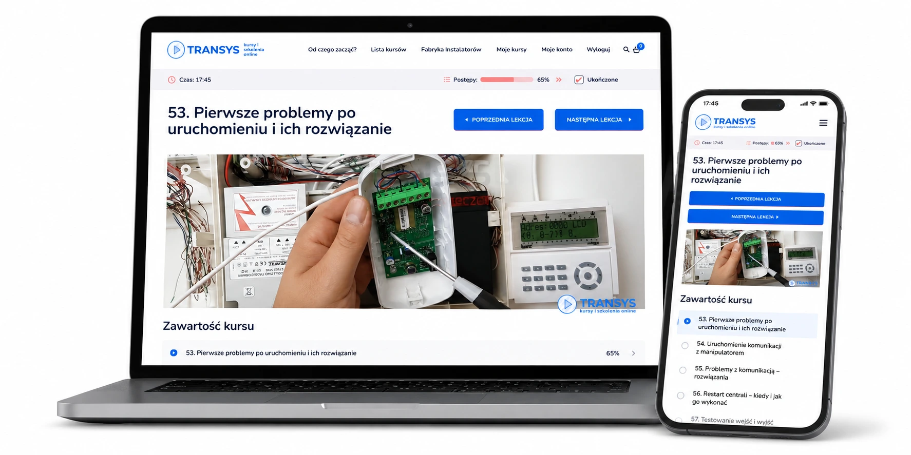 Platforma szkoleniowa System Alarmowy Online na komputerze, tablecie i telefonie